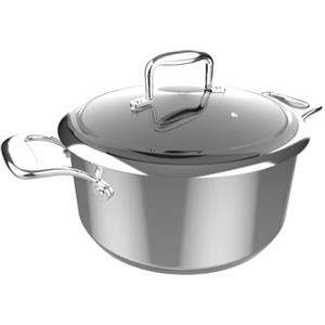 Cecotec Pentola Polka Classy 24 Pot Steel, diametro 24 cm, capacità 4 l, acciaio inox 18/10, rivestimento antiaderente, maniglie rivettate, coperchio in vetro, adatto a tutti i tipi di cucine