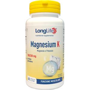 LongLife Magnesium K - Integratore di Magnesio e Potassio Citrati, 60 Capsule per Sostegno Muscolare e Riduzione della Stanchezza