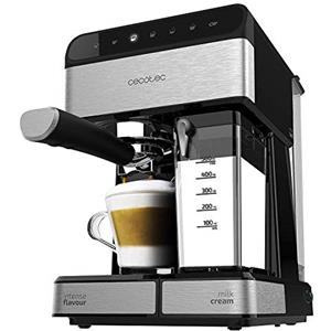 Cecotec Caffettiera Semiautomática Power Instant-ccino Touch Serie Nera, Serbatoio di Latte, Controllo Tattile, 20 Bares, Thermoblock, 1350 W, 1.4 L, Acciaio Inossidabile