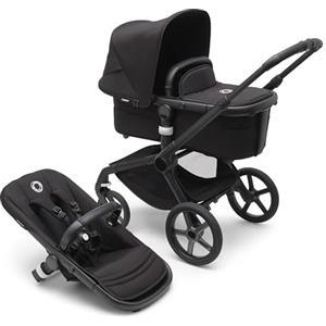 Bugaboo Fox 5, Passeggino Multi-Terreno 2 in 1 per Bambini, Chiusura Facile, Navicella Spaziosa, Seduta da Bambino Estensibile, Manovrabile con 1 Sola Mano, Telaio Nero e Cappottina Midnight Black