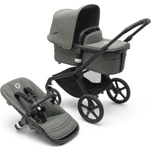 Bugaboo Fox 5, Passeggino Multi-Terreno 2 in 1 per Bambini, Chiusura Facile, Navicella Spaziosa, Seduta da Bambino Estensibile, Manovrabile con 1 Sola Mano, Telaio Nero e Cappottina Forest Green