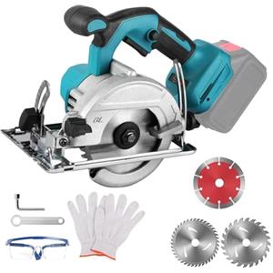 CISSIYOG Sega Circolare Senza Fili Compatibile con Batteria Makita 18V, Mini Sega Circolare Portatile con 3 Lame, Brushless, Inclinazione 0-45°, Sega Circolare Professionale a Batteria per Metallo e Legno