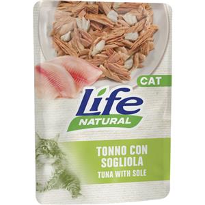 Life Cat Natural - Alimento Umido per Gatti con Tonno e Sogliola, Busta da 70 g