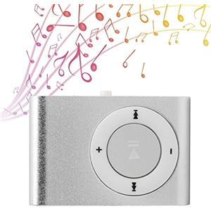 Ejoyous Lettore MP3, Shuffle Lettore Musicale Portatile Lettore Clip Posteriore con Cuffie e Cavo USB (SILVER)