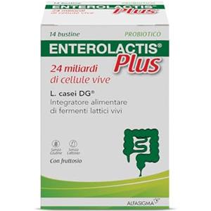 Enterolactis Bambini bevibile, Integratore Alimentare di Fermenti Lattici Vivi L,Casei DG, 1 Miliardo di Cellule Vive, Con Fruttosio, Senza Glutine e Lattosio, 12 Flanconcini da 10ml, Gusto Lampone