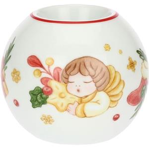 THUN, Porta Tea-light a Forma di Pallina di Natale in Porcellana, Collezione Sorprese di Natale, Porta Tè da Collezione, Idea Regalo per Natale, 10 x 8,7 cm