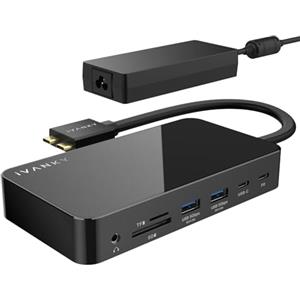 iVANKY 12-in-2 MacBook Docking Station USB C con Alimentatore da 150W | 4K@144Hz Dockingstation 2 Monitores für MacBook M5/M4/M3/M2/M1, 2*HDMI 2.0, 96W PD, 6*USB, 1Gbps Ethernet, SD/TF