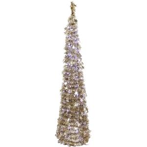Totò Piccinni Albero di Natale POP UP slim artificiale con apertura semplice e veloce salvaspazio (Oro (Luce Fredda), 150 Cm (90 Led))