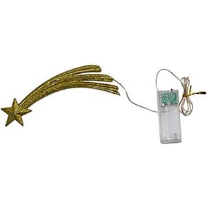 cosedacasa Stella cometa Oro con luci Puntale per Albero Natale capanna presepe Decorazioni Natalizie a Batteria cm L15xH5 o h7xL23 Cavo da cm 85 Fissa o intermittente-H5XL15