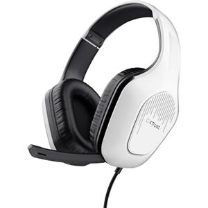 Trust Gaming GXT 418W Rayne Cuffie Gaming Leggere per PC Xbox PS4 PS5 Switch Mobile, Driver da 50 mm, Jack Audio 3.5 mm, Cavo 2m, Cuffie con Microfono Over-Ear, Bianco