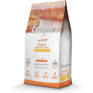 Evoque Adult Medium & Large Pollo e Tacchino - Mangime Secco 12 Kg con Carne Fresca e Vegetali