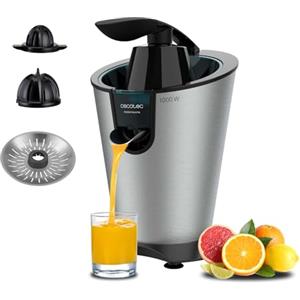 Cecotec Spremiagrumi Elettrico a Braccio per Arance EssentialVita PowerFresh 1000 Inox. 1000 W, Filtro in Acciaio, due coni rimovibili, sistema antigoccia, lavabile in lavastoviglie, design elegante