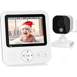 OBVHNUA Baby Monitor Video e Audio 2,8 720P LCD IPS Monitor Video 2000mAh USB-C Baby Phone con Zoom Digitale VOX Visione Notturna Comunicazione Bidirezionale Sensore