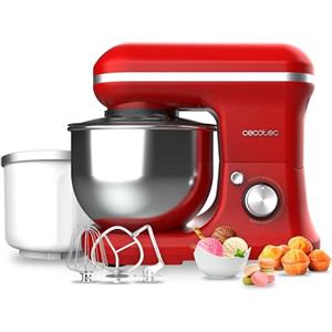 Cecotec Frullatore Impastatore Cecomixer Merengue 5L 1200 Ice-Cream Rosso. 1200 W, 5 Funzioni, Ciotola in Acciaio da 5 L e Accessori per Sbattere e Impastare, Include Funzione per Fare il Gelato