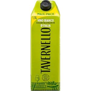 Tavernello Classico Vino Bianco d'Italia, Vino Secco con Profumi Fruttati, 10.5% Vol, Brick da 1,5 L