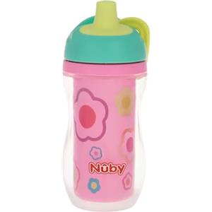 Nuby Tazza termica con impugnatura facile | include cannuccia | disegni floreali | 6+ mesi