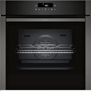 NEFF B6ACJ7AG3, N50, forno da incasso, 60 x 60 cm, made in Germany, porta a scomparsa, pirolisi & Easy Clean idrolisi, autopulente, aria fry in velluto Air Fry, cottura automatica, grafite, grigio