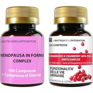 LABOTTEGADEGLIINTEGRATORI Set di Integratori Menopausa 100 Compresse e Mannosio Complex 100 | Kudzu e Trifoglio Rosso Ricchi in Isoflavoni | Metabolismo, Peso, Rilassamento, Vampate | Sistema Immunitario