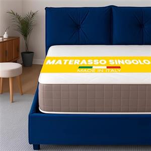 Flowen Materasso Singolo 90x190 Memory Foam 20 cm Reversibile 2 Lati (Topper Morbido + Lato Rigido) 100% Made in Italy, per Letto a Una Piazza Traspirante, Anallergico, Antiacaro e con Rivestimento Premium