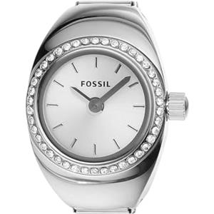 Fossil orologio anello per donna, movimento al quarzo con cinturino in acciaio inossiperbile, Tono argento