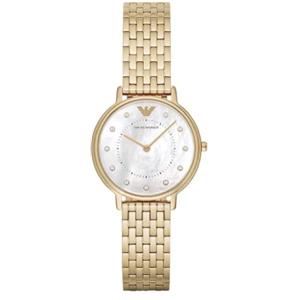 Emporio Armani Orologio Donna, movimento a due lancette, cassa in acciaio inossidabile oro 32 mm con bracciale in acciaio inossidabile, AR11007