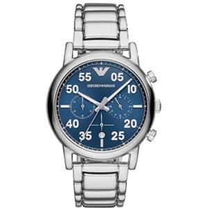 Emporio Armani Orologio Uomo, movimento cronografo, cassa in acciaio inossidabile 43 mm con bracciale in acciaio inossidabile, AR11132