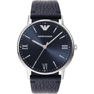 Emporio Armani Orologio Uomo, movimento a tre lancette, cassa in acciaio inossidabile argento da 41 mm con cinturino in pelle, AR11012