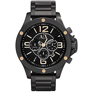 Armani Exchange Orologio da uomo, movimento cronografo al quarzo, cassa in acciaio inossidabile oro 48 mm con bracciale in acciaio inossidabile, AX1513