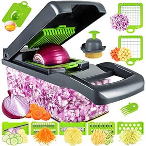 iPalamila Mandolina per Verdure Manuale, 15 in 1 Tagliaverdure, Affetta Verdure Professionale per Taglia Cipolla, fette, barrette ecc. Affettatrice per cipolle Affettatrice per insalata Mandolino cetriolo
