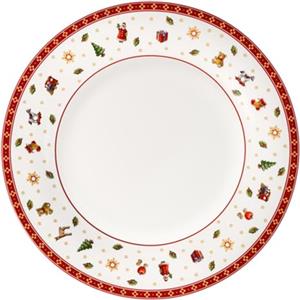 Villeroy & Boch Toy's Delight - Set di 6 Piatti Piani in Porcellana Premium da 27 cm con Motivo Natalizio Giocoso, Lavabili in Lavastoviglie e Adatti al Microonde