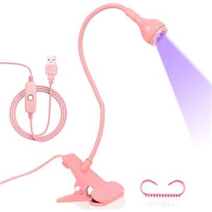 ANGNYA Lampada UV Led Unghie,3W Fornetto Unghie Semipermanente con Clip e 360° Testa Regolabile,Torcia UV Led Unghie Gel per Resina e Colla UV e Strass Nail Art (Rosa)