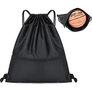 Amacoam Zaino Palestra Borsa Coulisse con Cerniera Zaino Sportivo con coulisse Sacca Sportiva impermeabile Sport Palestra Zaino per Donne Uomini Borsa Può Contenere Basket, Calcio Zaino Sport unisex Nero