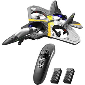 KKnoon Aereo Telecomandato 2.4GHz 6CH RC Plane, 4 Motor Giocattolo Con Funzione Gravity Sensing Stunt Roll Cool Light, Per Adulti e Bambini