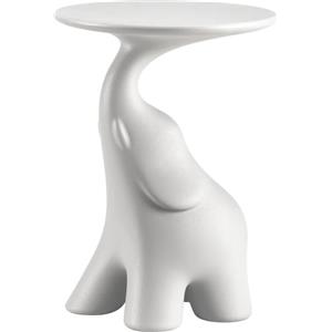 Qeeboo Tavolino Pako White - Elegante tavolino laterale in polietilene con supporto a forma di elefante, altezza 59,5 cm