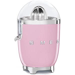 Smeg, Spremiagrumi Elettrico CJF11PKEU, Spremitura a Pressione Manuale, Beccuccio Antigoccia e Cono Universale, Base Antiscivolo, Avvolgicavo Integrato, 70W, Rosa