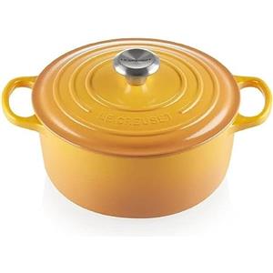Le Creuset Cocotte Rotonda Evolution in Ghisa Vetrificata 24 cm - Casseruola con Coperchio, Colore Nectar