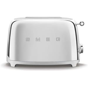 Smeg, Tostapane 2x2 TSF01SSEU, 2 Scomparti da 36mm, 6 Livelli di Doratura, Funzione Riscaldamento, Scongelamento e Bagel, Espulsione Automatica del Pane, Cassetto Raccoglibriciole, 950W, Acciaio