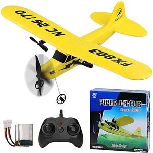 Henakmsl 2.4 GHz RC Aeroplano 2 CH Aeromobile telecomandato, RTF per principianti, bambini e adulti, giocattolo con ricarica USB Giallo