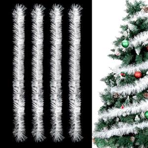 Sprinlot Ghirlande di Natale Bianco, 8 M Bianco Tinsel Ghirlanda, Ghirlanda Natalizia Festone di Orpelli, Ghirlanda Albero di Natale, Decorazioni Albero di Natalizie