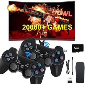 Gziztx Console da gioco retrò 20000+ gioco Plug and Play Game Stick console videogiochi con 2 gamepad wireless Bluetooth 4K HDMI 64GB TV Stick per adulti e bambini