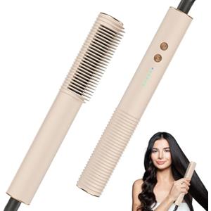 GuKKK Lisciante per Capelli Professionale, GuKKK Pettine Riscaldante Lisciante, Spazzola Lisciante e Ferro Arricciacapelli 2 in 1, Spazzola Elettrica Lisciante, 5 Temperature, Tecnologia Ceramica PTC