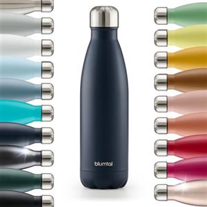 Blumtal Borraccia da 1000 ml, in acciaio inox, a prova di perdite, senza BPA, fredda e calda, bottiglia isolata a doppia parete, resistente alla ruggine, colore blu scuro