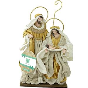 Generico Set Natività Artigianale in Stoffa Tessuto BIANCA e ORO Ricamata a mano Presepe Statuine ALTE LUSSO Sacra Famiglia Idea Regalo Personaggi h. 22 cm Giuseppe Maria Gesù bambino