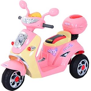 HOMCOM Motorino Elettrico per Bambini 3 Anni+ Max. 25kg con Luci, Musica, Batteria 6V e Velocità 3km/h, 108x51x75 cm, Rosa