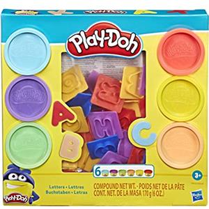 HASBRO Play-Doh Forme Divertenti Lettere - Pasta da Modellare Colorata per Bambini, 6 Vasetti da 170g