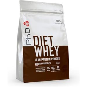 PhD Italy Nutrition Diet Whey Protein, 80 Porzioni, Proteine Whey Dietetiche, Ciocciolato Belga, Proteina Pura in Polvere per Ridurre il Grasso Corporeo, 2000 g