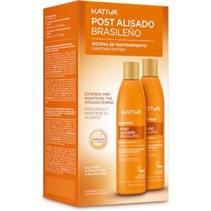 KATIVA Trattamento Post Lisciante Brasiliano | Shampoo e Balsamo | Prolunga la Lisciatura del 50% | Antifrizz | Kit 2 pezzi | 225 ml | con cheratina vegetale e acido ialuronico