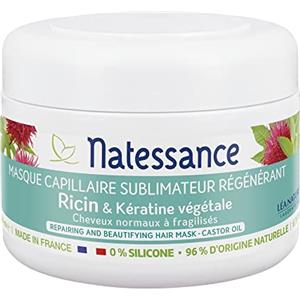 Natessance - Maschera per capelli all'olio di ricino e cheratina vegetale, 200 ml