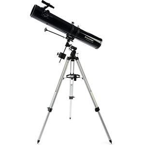 Celestron 21045 PowerSeeker 114EQ Telescopio riflettore include due oculari, lente di Barlow, treppiede regolabile in altezza e vassoio accessori Deluxe, nero