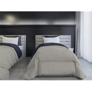 Italian Bed Linen PIUMINO INVERNALE IGNIFUGO BICOLORE SAIA, Blu Scuro/Grigio Chiaro 170 x 260 cm